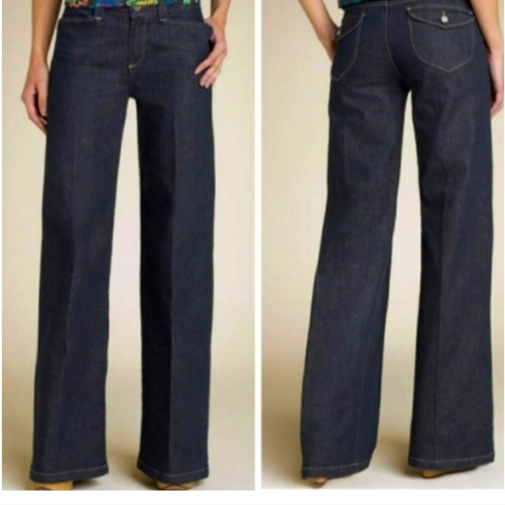PAIGE Dark Indigo Wide Leg Jeans